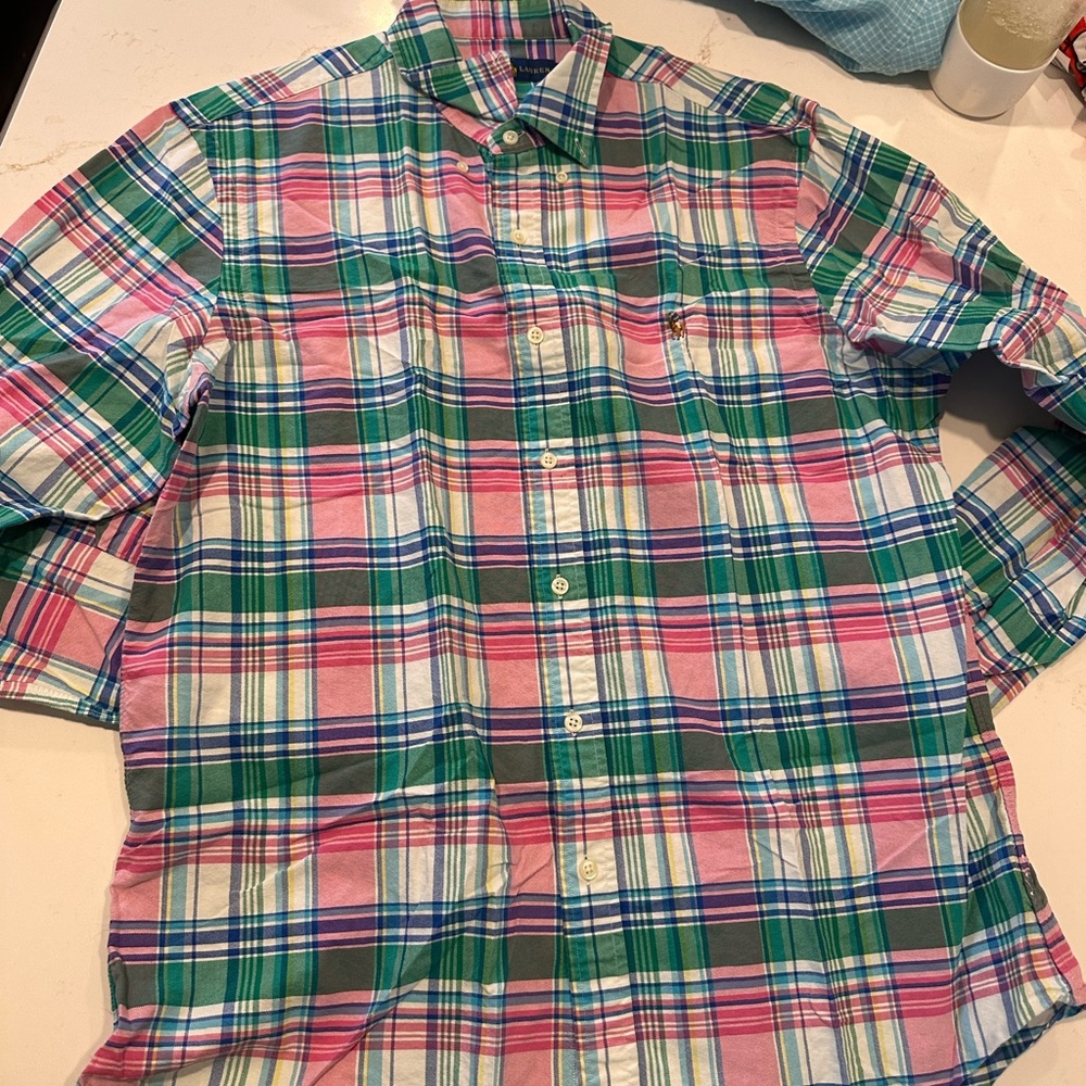 Polo Ralph Lauren Pink and Green Plaid Shirt